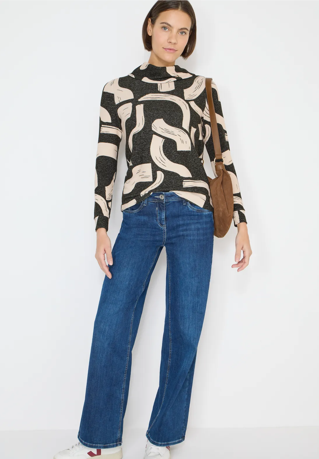 Cecil Gemêleerd Shirt met Patroon - Raw Khaki Melange