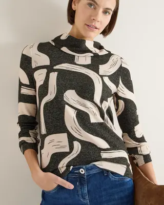 Cecil Printed Shirt - Raw Khaki Melange