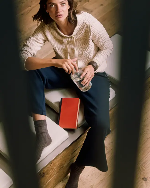 Cecil Jacquard Funnel Hals Shirt - Pearl Beige