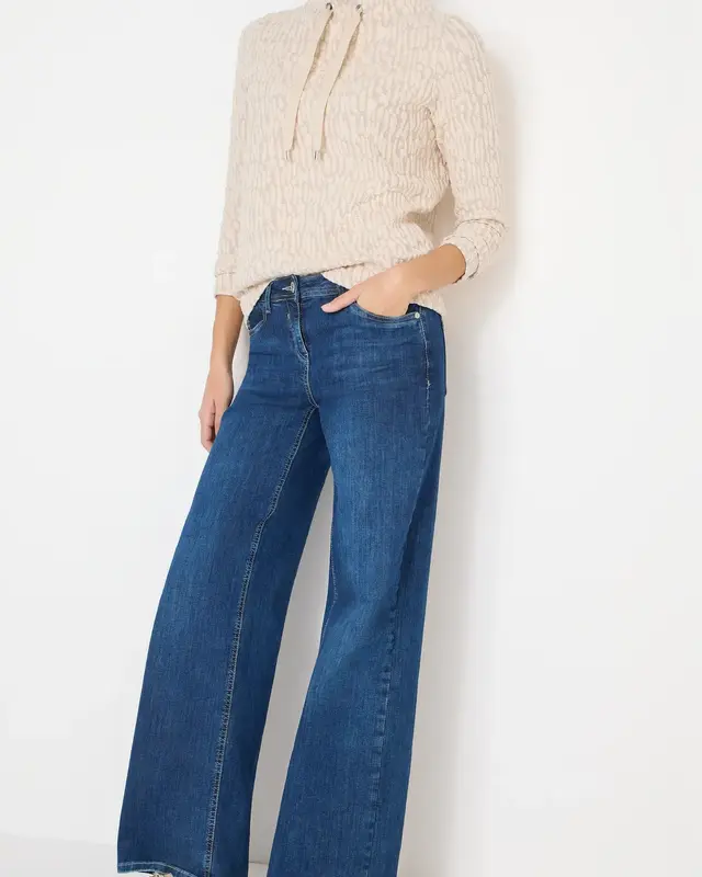 Cecil Jacquard Funnel Neck Shirt - Pearl Beige