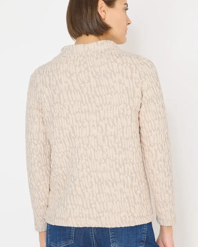 Cecil Jacquard Funnel Neck Shirt - Pearl Beige