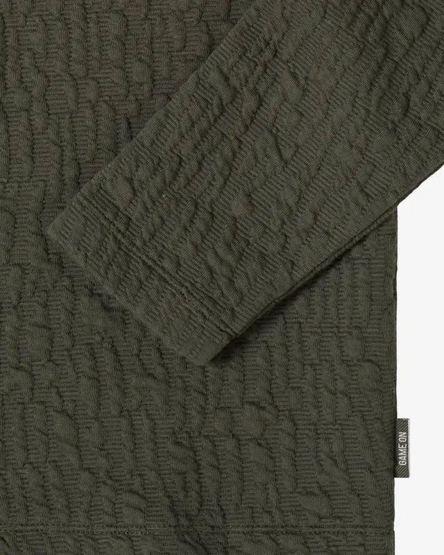 Cecil Jacquard Funnel Neck Shirt - Raw Khaki