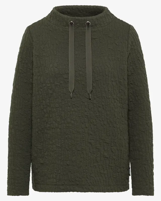 Cecil Jacquard Funnel Hals Shirt - Raw Khaki