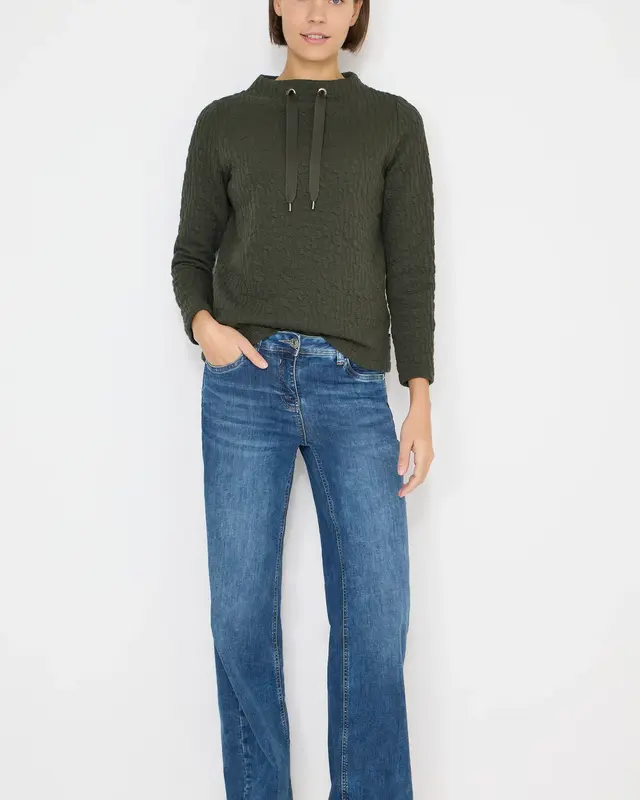 Cecil Jacquard Funnel Neck Shirt - Raw Khaki