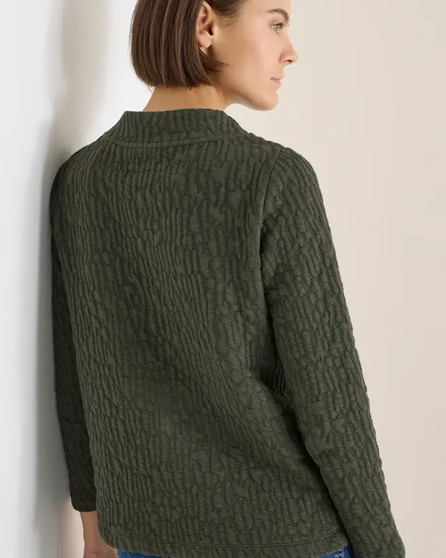 Cecil Jacquard Funnel Neck Shirt - Raw Khaki