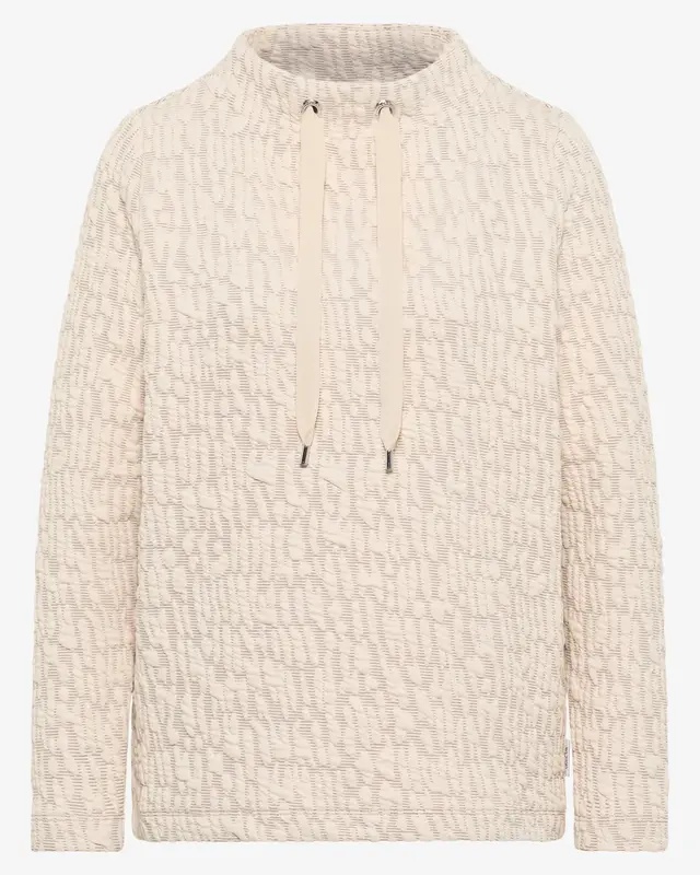 Cecil Jacquard Funnel Hals Shirt - Pearl Beige