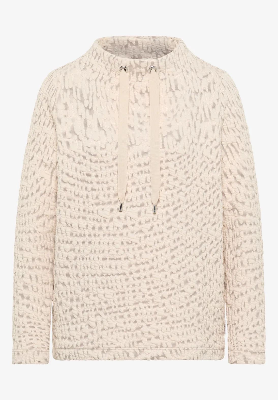 Cecil Jacquard Funnel Neck Shirt - Pearl Beige
