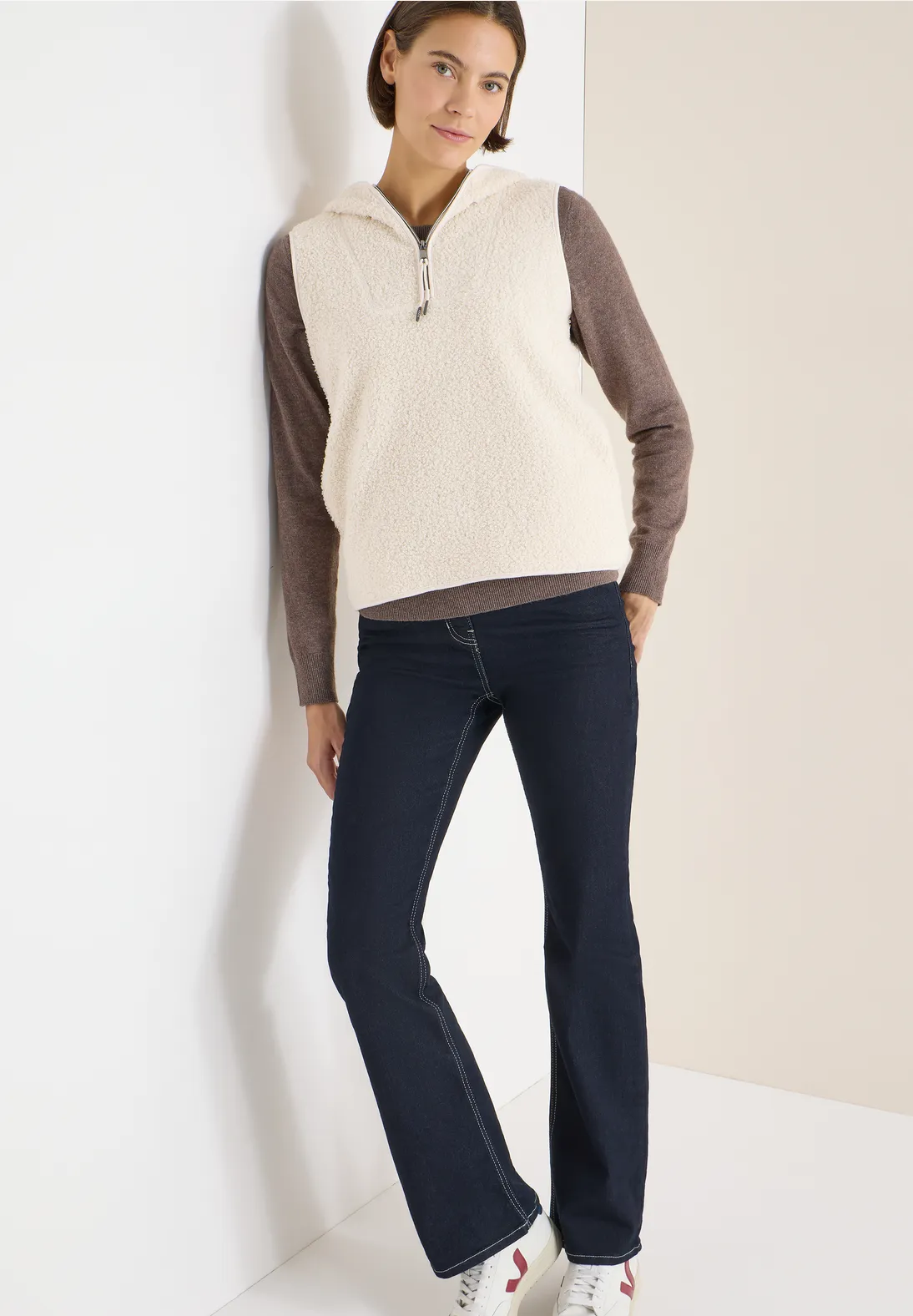 Cecil Teddy Troyer Weste - Teddy Vanilla White