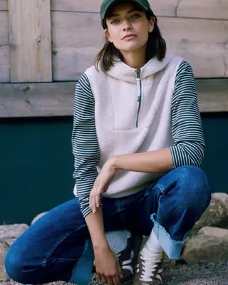 Cecil Teddy Troyer Vest - Teddy Vanilla White