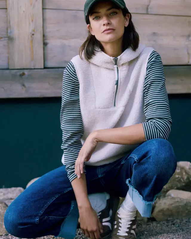 Cecil Teddy Troyer Vest - Teddy Vanilla White