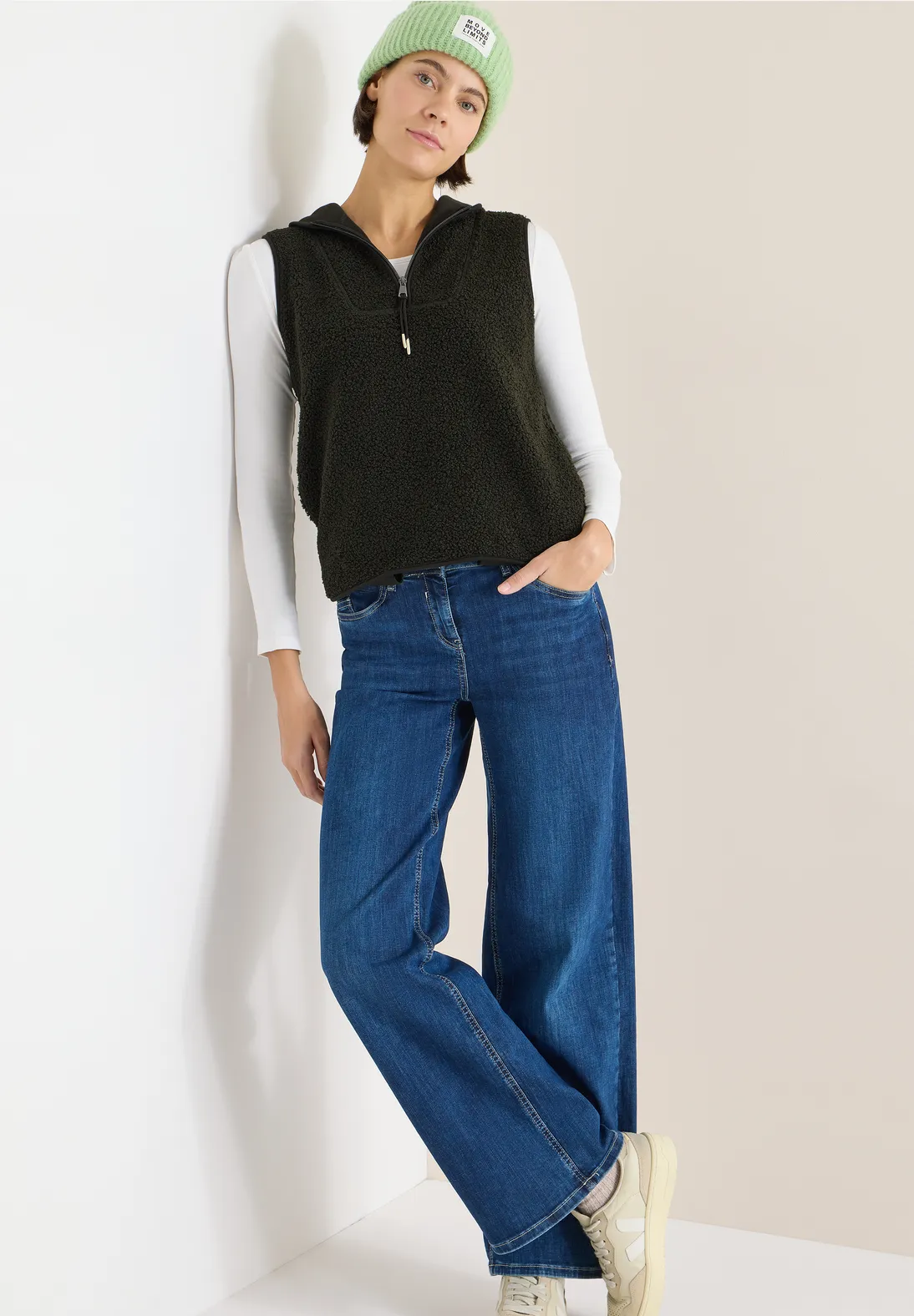 Cecil Teddy Troyer Weste - Raw Khaki