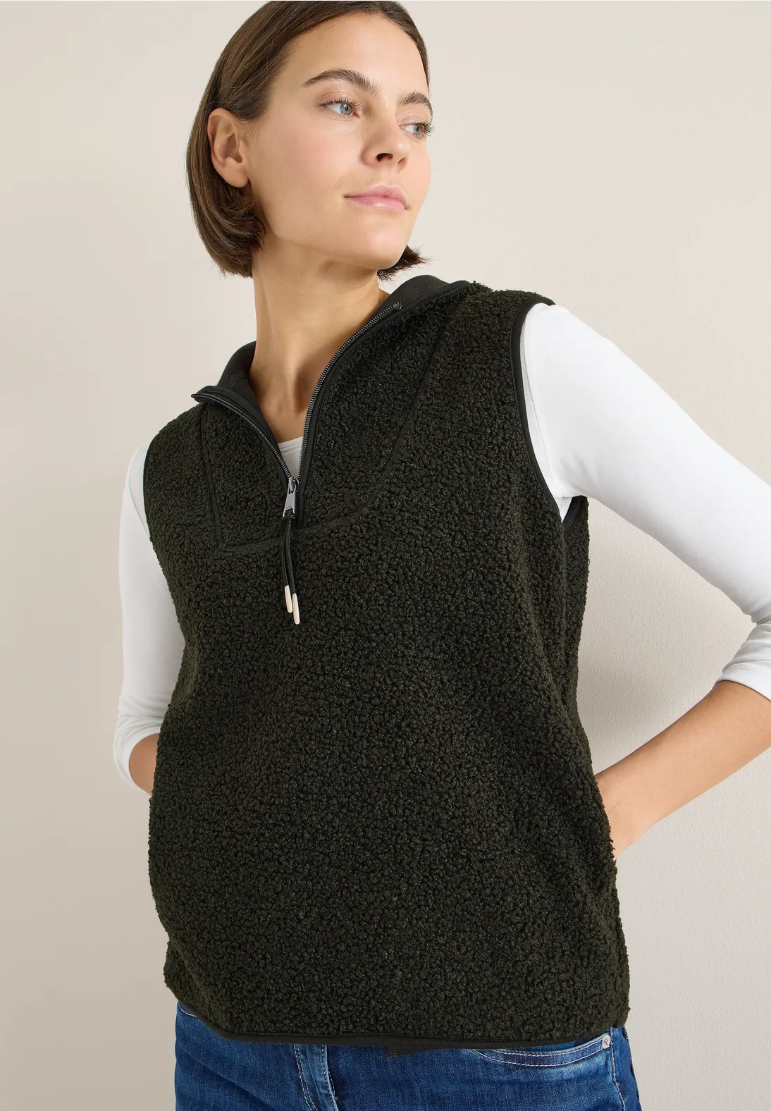 Cecil Teddy Troyer Vest - Raw Khaki