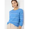 Gestreifter Strukturpullover - Fountain Blue Melange