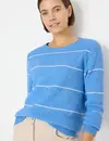 Cecil Gestreifter Strukturpullover - Fountain Blue Melange