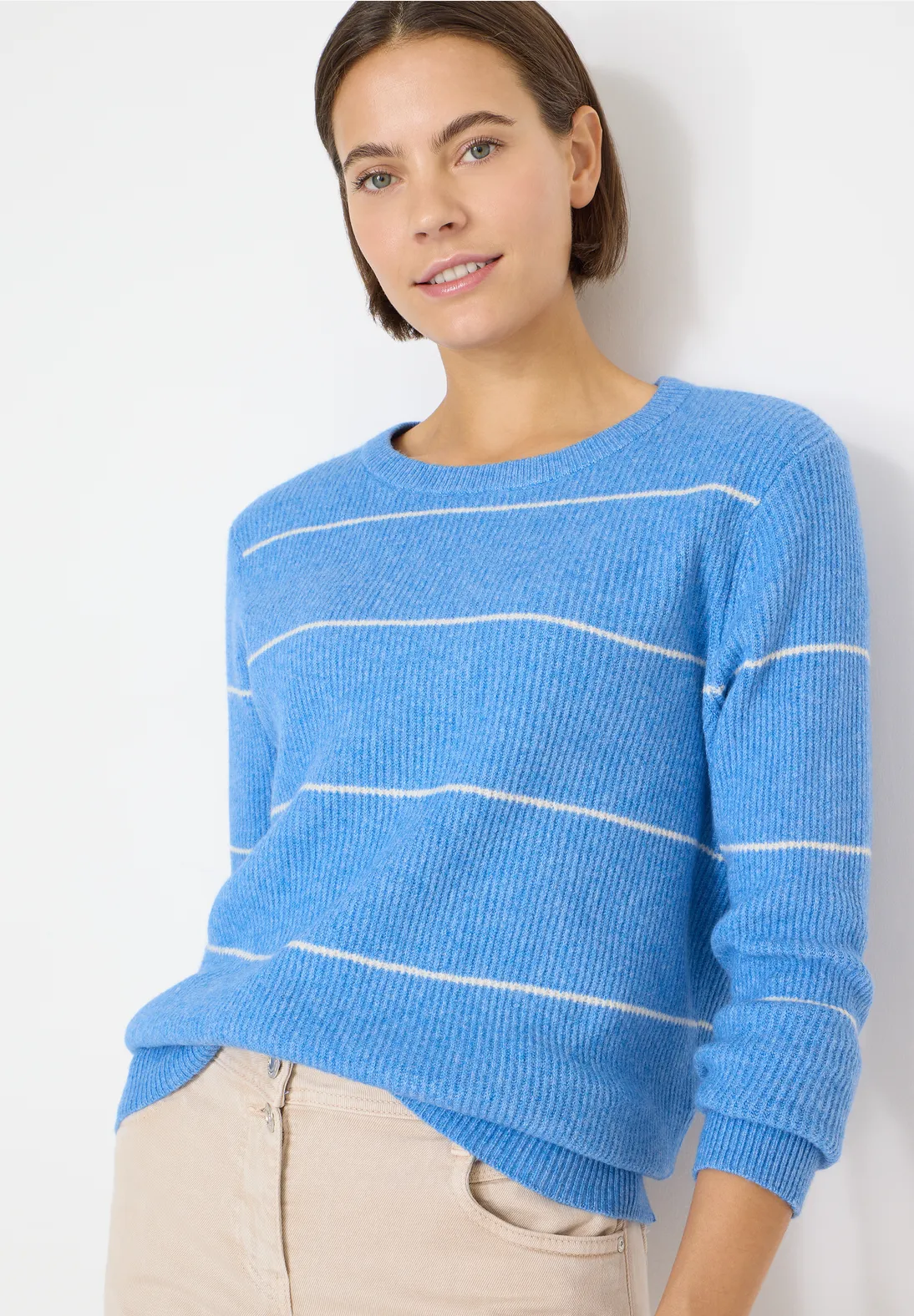 Cecil Striped Jumper - Fountain Blue Melange