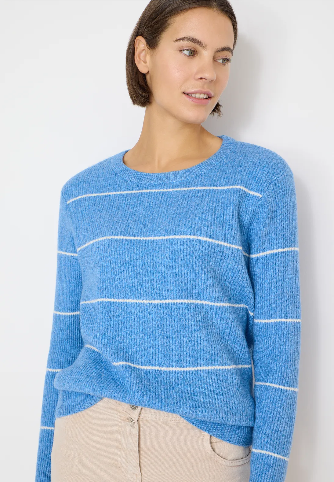 Cecil Striped Jumper - Fountain Blue Melange