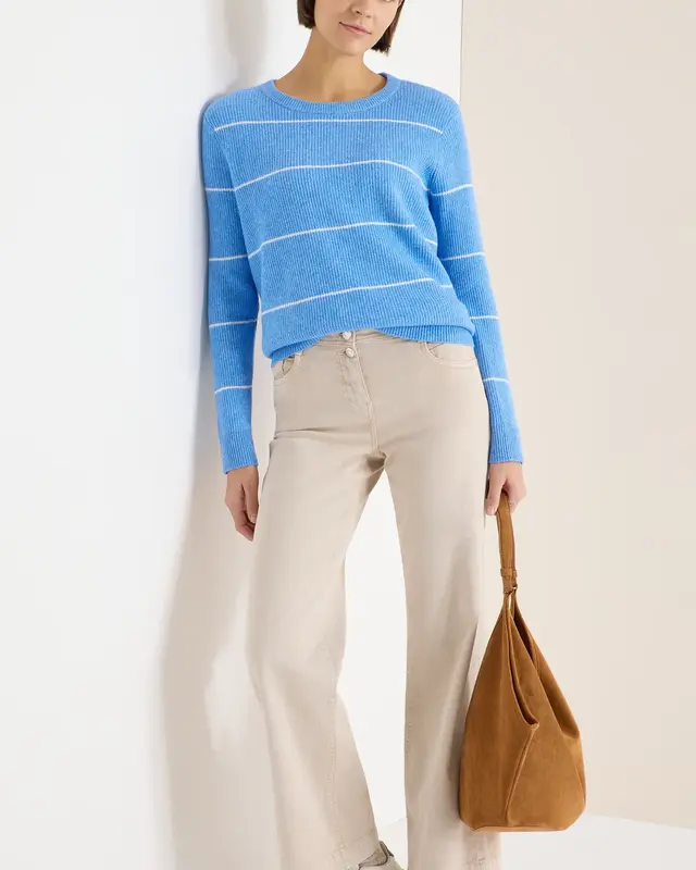 Cecil Striped Jumper - Fountain Blue Melange