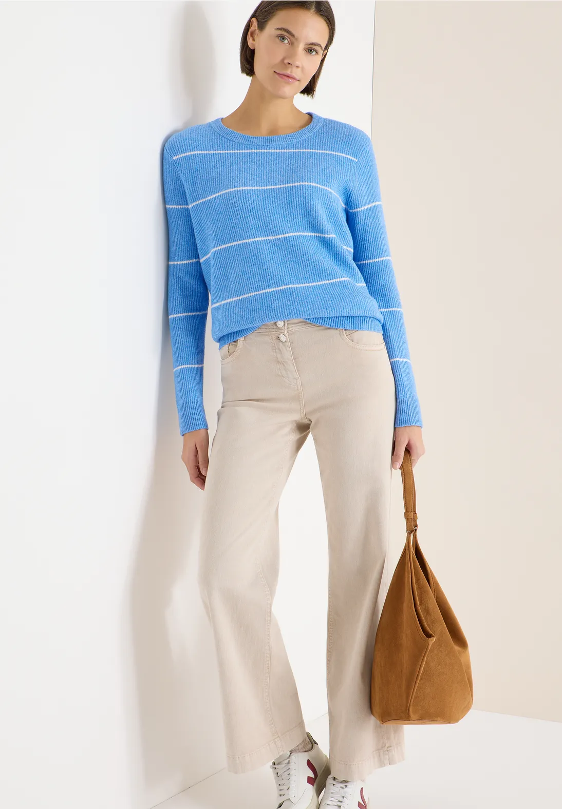 Cecil Striped Jumper - Fountain Blue Melange