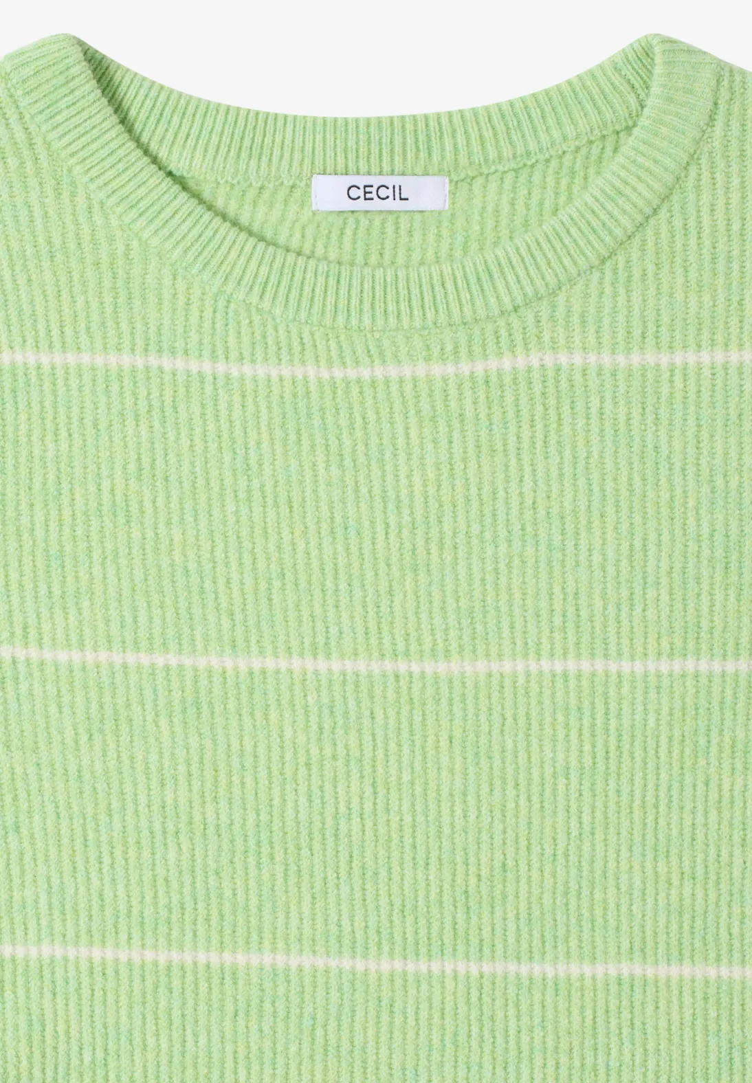 Cecil Gestreepte Trui met Structuur - Bamboo Green Melange