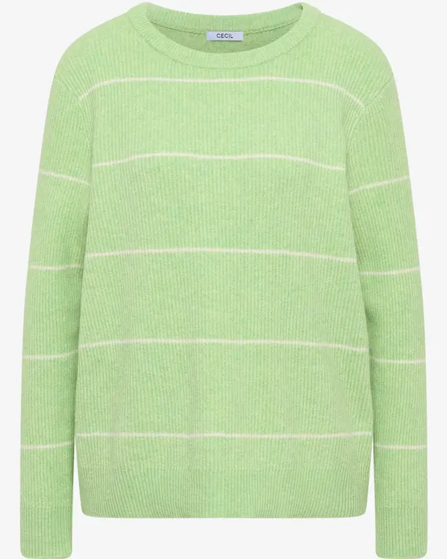 Cecil Striped Jumper - Bamboo Green Melange
