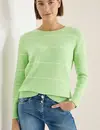 Cecil Gestreepte Trui met Structuur - Bamboo Green Melange