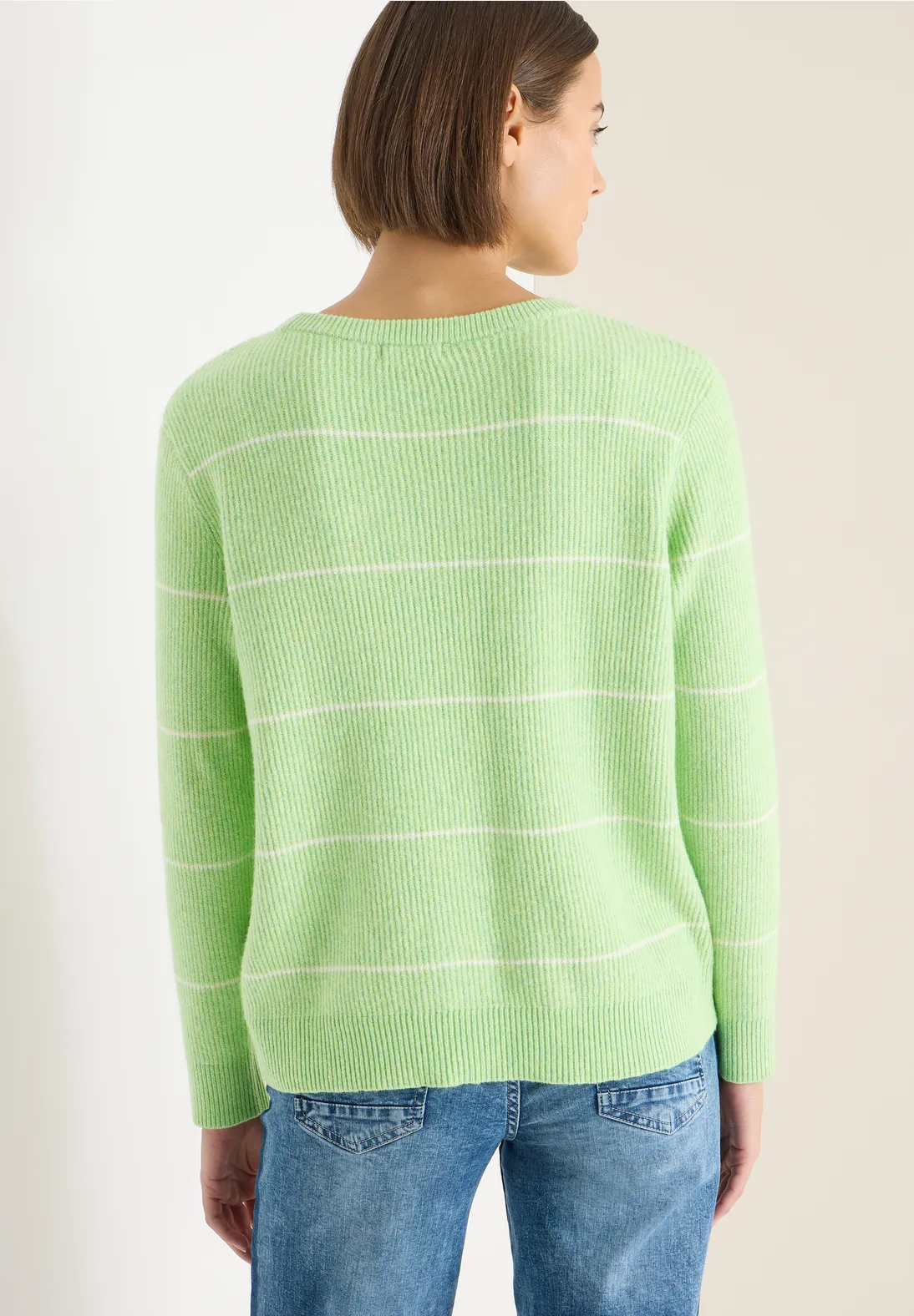 Cecil Striped Jumper - Bamboo Green Melange