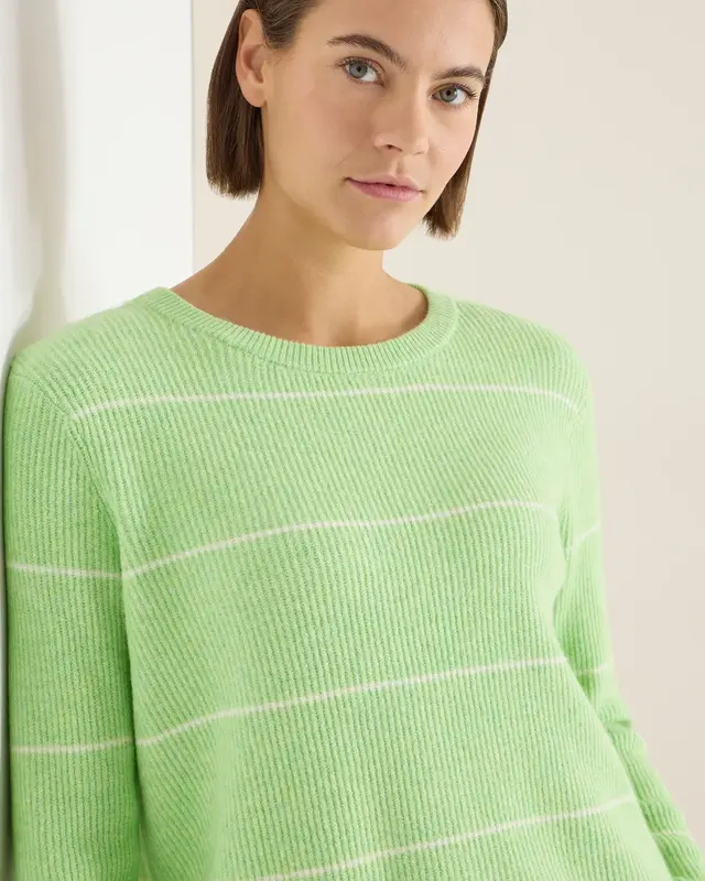 Cecil Striped Jumper - Bamboo Green Melange