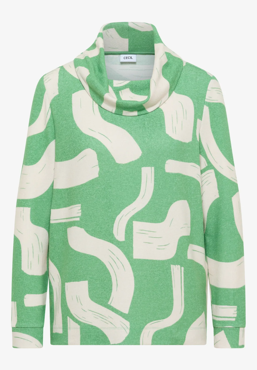 Cecil Gemêleerd Shirt met Patroon - Bamboo Green Melange