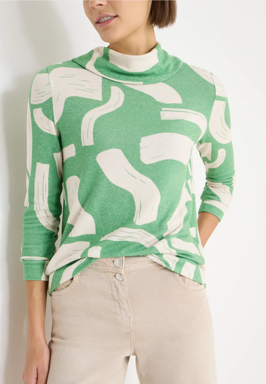 Cecil Printed Shirt - Bamboo Green Melange
