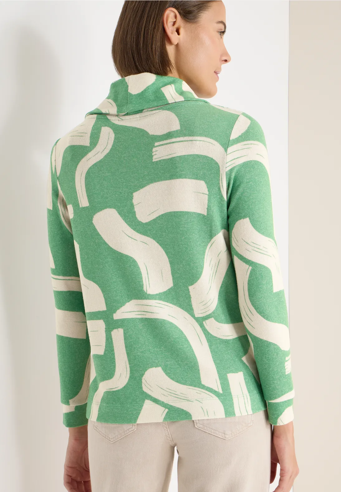 Cecil Gemustertes Melange Shirt - Bamboo Green Melange