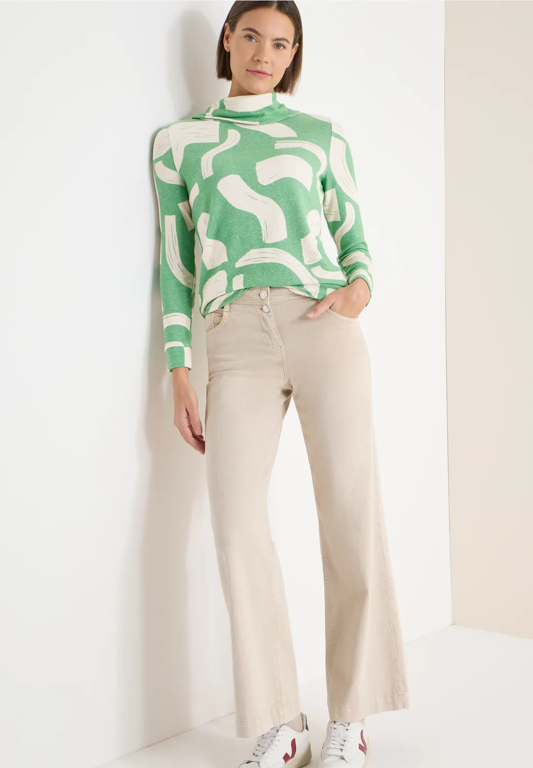 Cecil Printed Shirt - Bamboo Green Melange