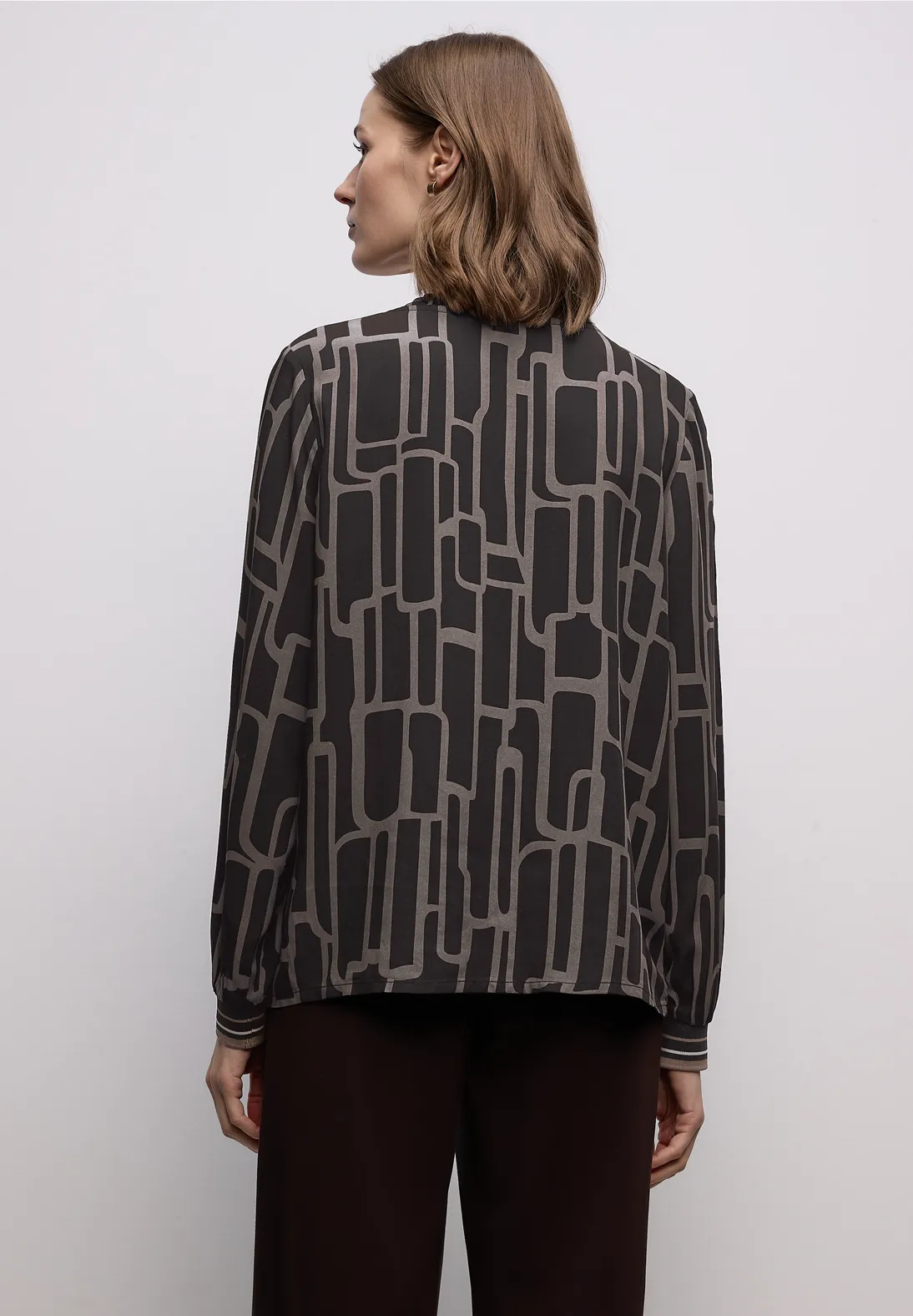 Street One Gemusterte Tunika - Darkest Brown