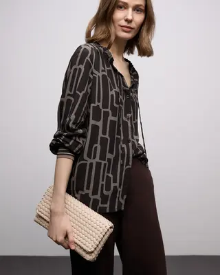 Street One Gemusterte Tunika - Darkest Brown