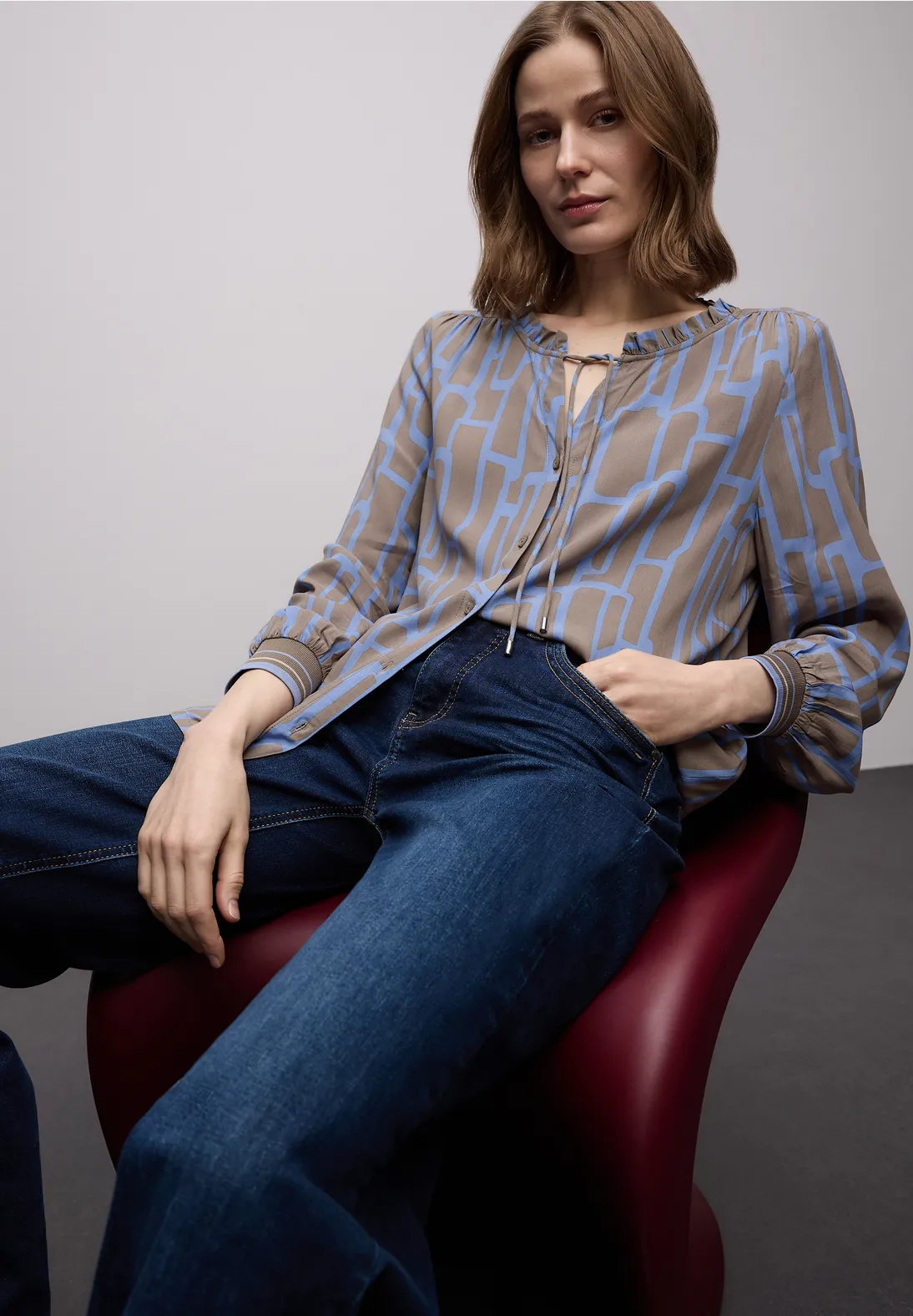 Street One Gemusterte Tunika - Frosted Blue