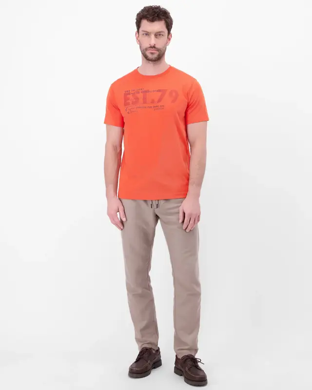 Lerros T-Shirt with Chestprint - Vivid Red