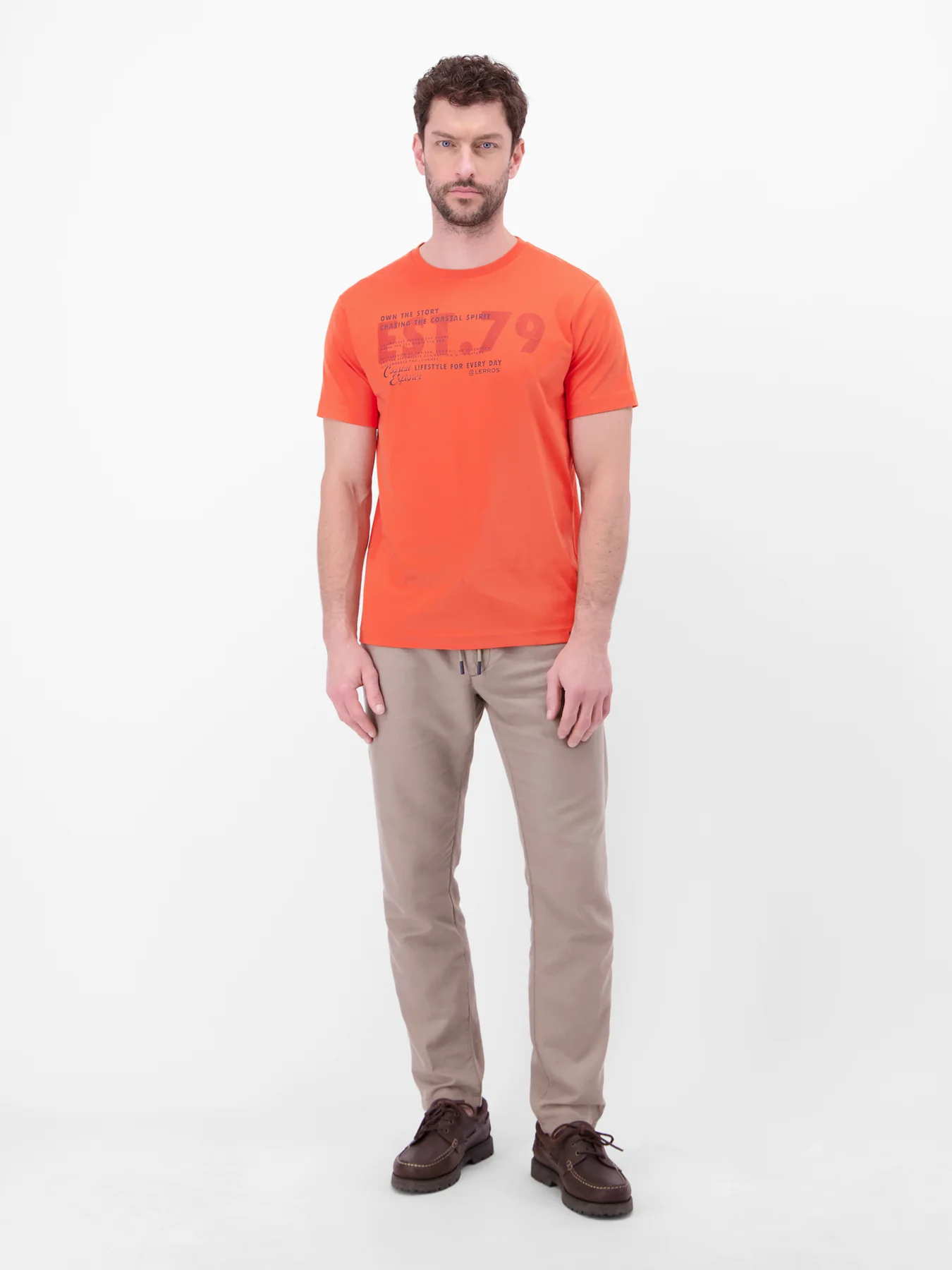 Lerros T-Shirt with Chestprint - Vivid Red