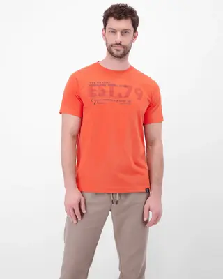 Lerros T-Shirt with Chestprint - Vivid Red