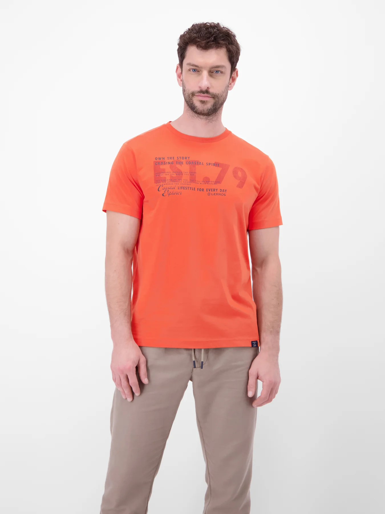 Lerros T-Shirt with Chestprint - Vivid Red