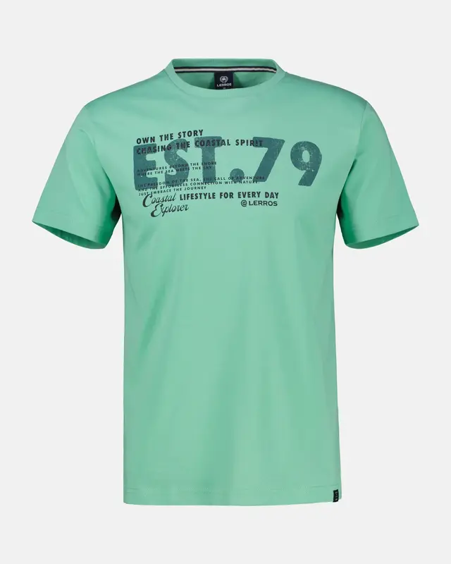 Lerros T-Shirt with Chestprint - Mint Water