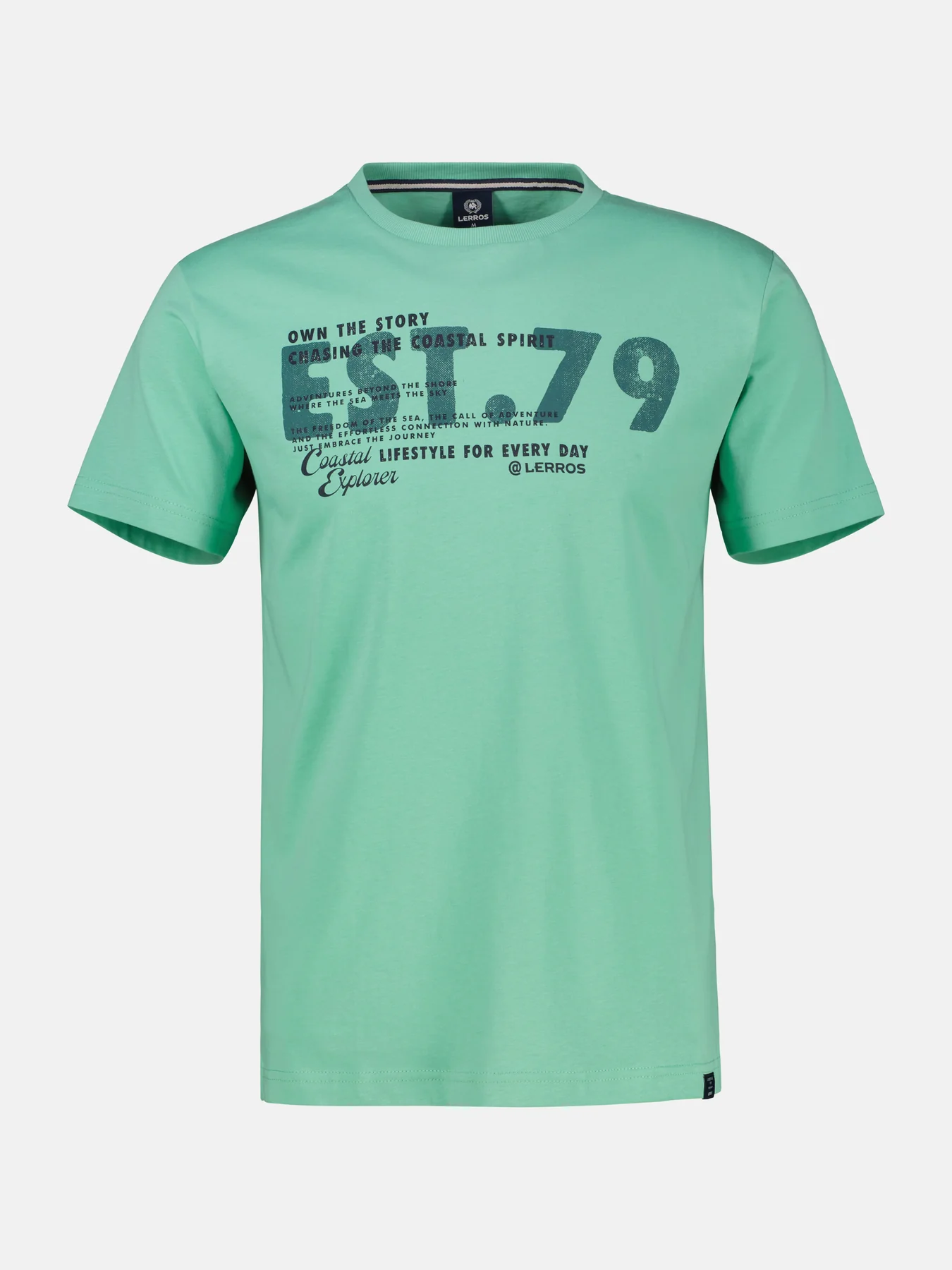 Lerros T-Shirt met Borstprint - Mint Water