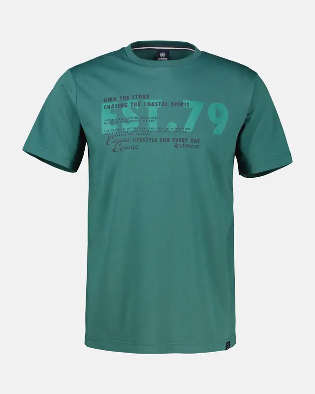 Lerros T-Shirt mit Brustprint - Soft Teal