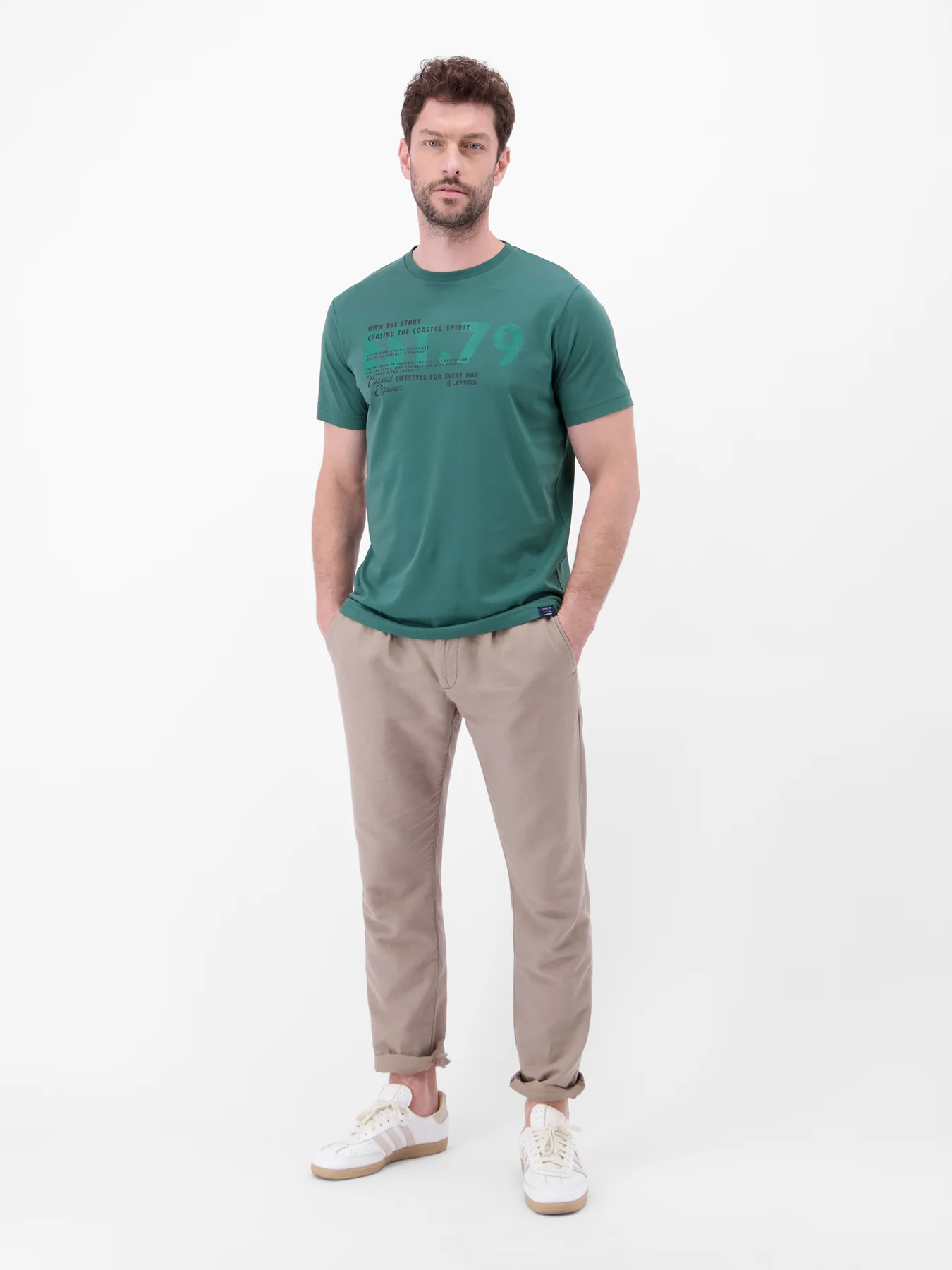 Lerros T-Shirt with Chestprint - Soft Teal