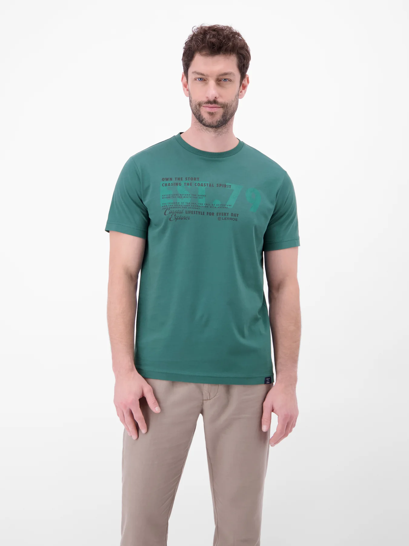 Lerros T-Shirt mit Brustprint - Soft Teal