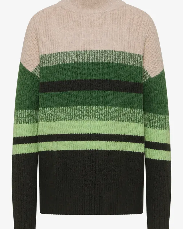 Cecil Gestreifter Mouliné Pullover - Raw Khaki