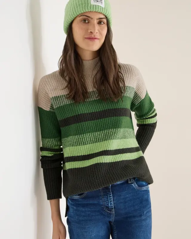 Cecil Striped Mouliné Jumper - Raw Khaki