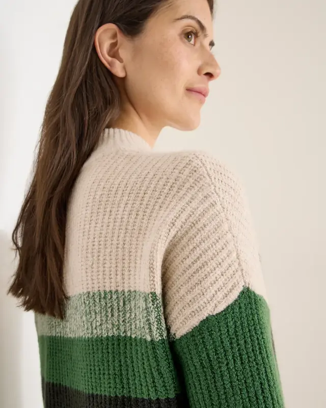 Cecil Gestreifter Mouliné Pullover - Raw Khaki