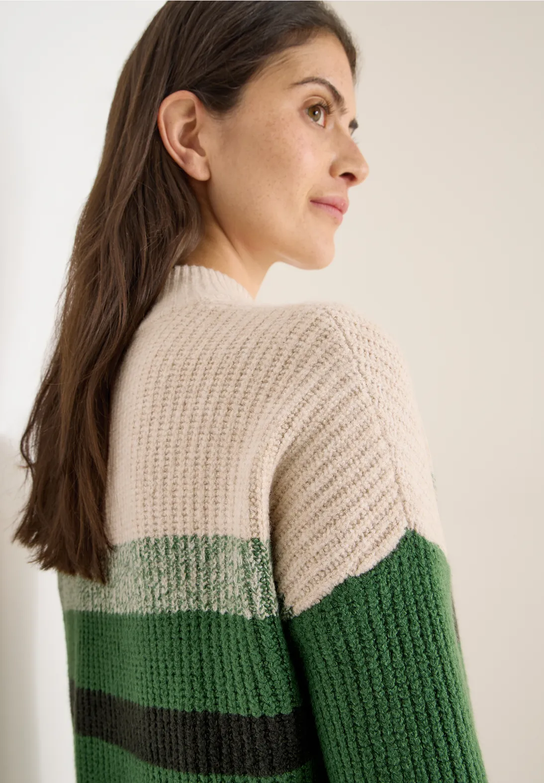 Cecil Striped Mouliné Jumper - Raw Khaki