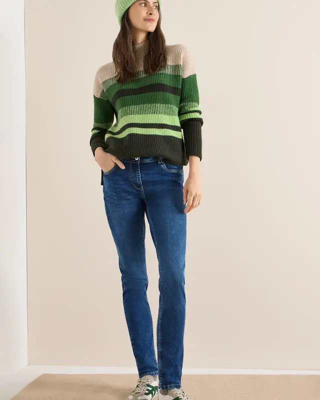 Cecil Striped Mouliné Jumper - Raw Khaki