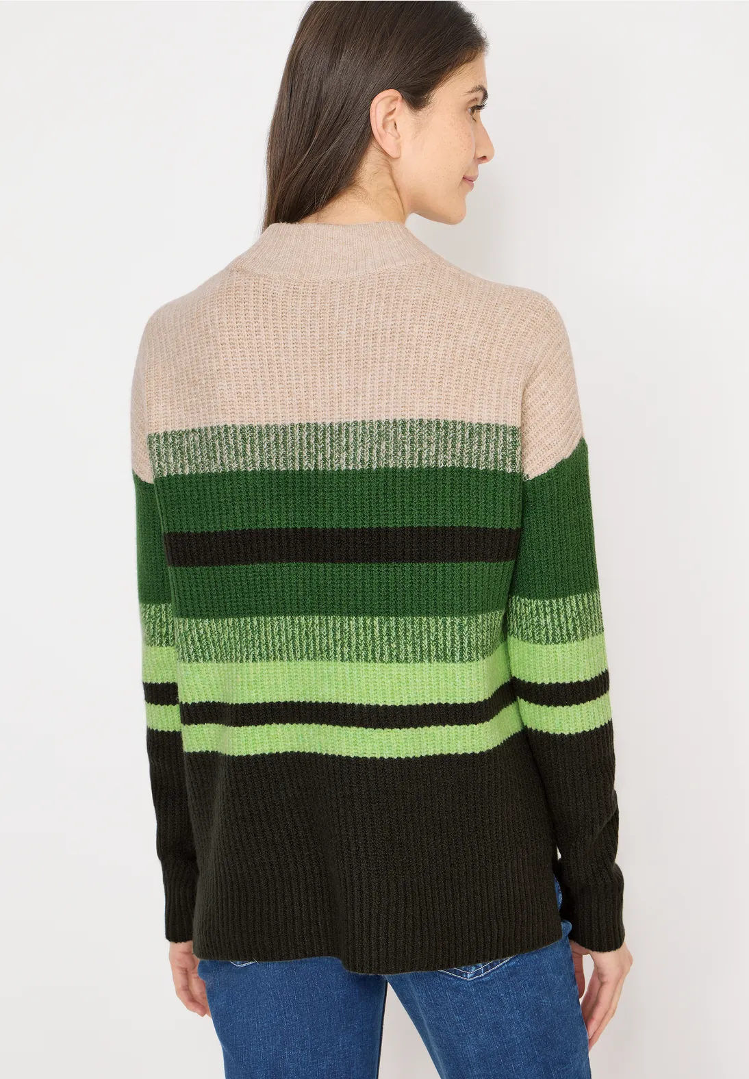 Cecil Striped Mouliné Jumper - Raw Khaki