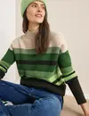 Cecil Gestreifter Mouliné Pullover - Raw Khaki
